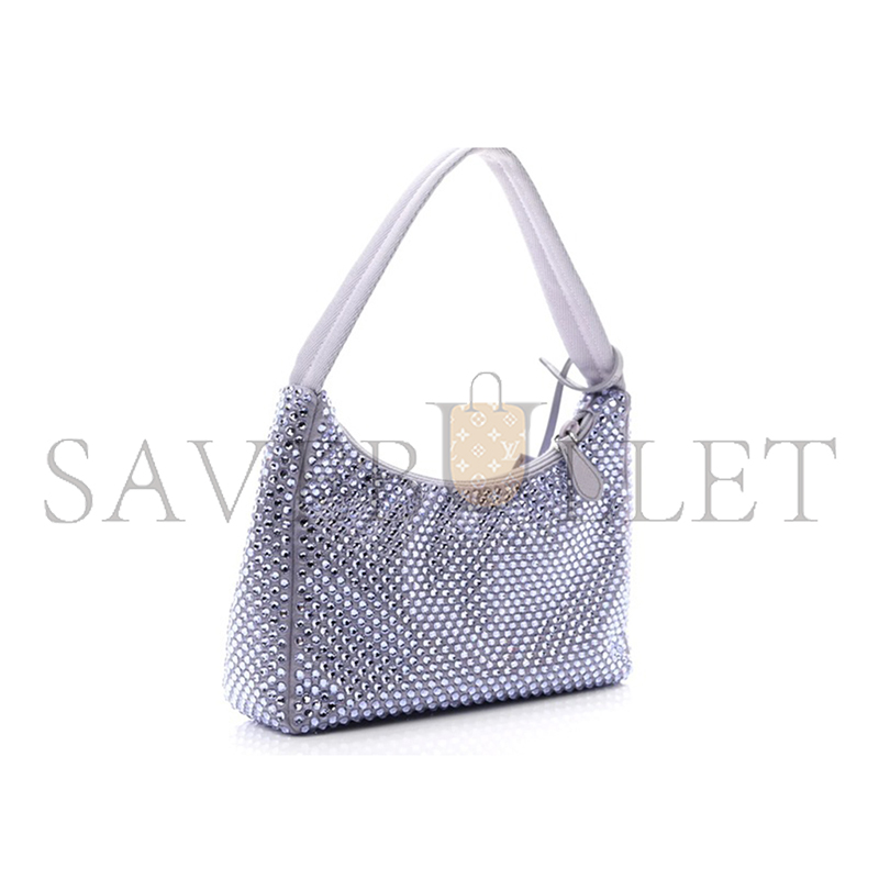 PRADA LAVENDER SATIN MINI BAG WITH CRYSTALS 1NE515 (22*17*6cm)